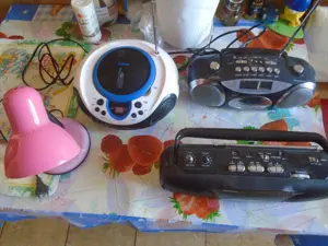 Radio casetofoane si cu CD si lampa birou,