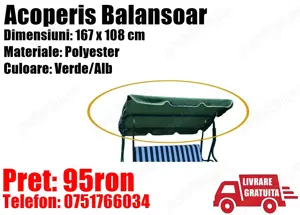 Copertina Acoperis Balansoar 3 persoane Poliester Verde + Livrare GRATUITA !