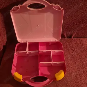 Cutie LEGO pentru piese lego tip diplomat cu compartimente roz