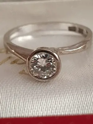 Inel logodna TURBILION aur alb 14k cu diamant natural VVS 0,5ct