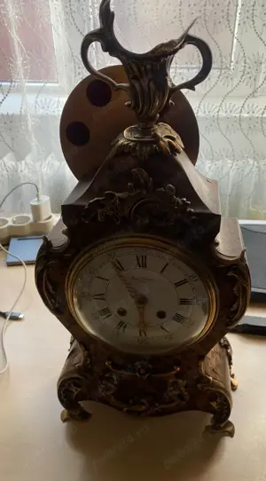 Ceas tip Semineu Hour Lavigne a Paris bronz si lemn - imagine 2