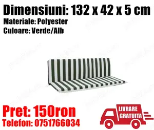 Perna Burete Sezut Balansoar 3 persoane Poliester Verde Alb + Livrare GRATUITA !