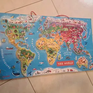 Harta lumii magnetica JANOD continente animale si obiective importante