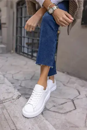 Adidas piele naturala, alba cu talpa groasa, mar. 40 - 26 cm  - imagine 4