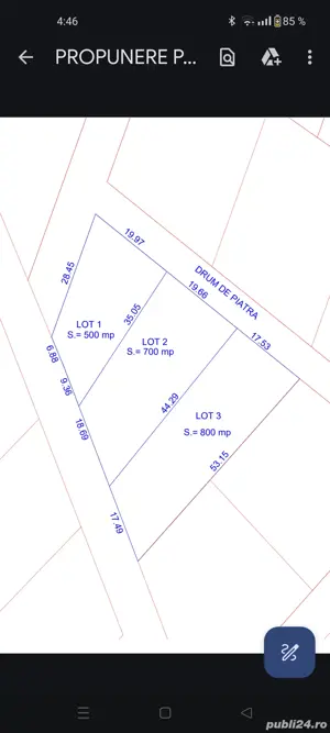 Teren 500-2000 m2 Hanul pescarilor zona Doja Șanțului. Gaz apa canalizare curent.