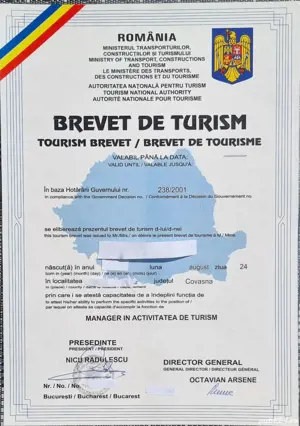  Inchiriez Brevet de turism - Manager în activitatea de turism