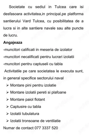 Angajam izolatori,muncitori necalificati