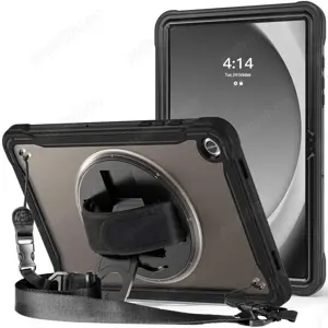 Husa pentru Samsung Galaxy Tab A9+ A9 Plus 11 inch, Pro-Case, Solid360, si suport masa,Neagra - NOUA