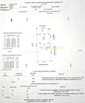 Teren 600mp. curs constructii, Utilitati, Palazu Mare, str.Spicului