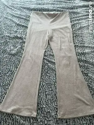 Pantaloni tricot subtire bej deschis,H&M,evazati,mar XL