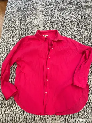 Camasa noua H&M,XLbumbac creponat fucsia,oversize,lunga - imagine 2
