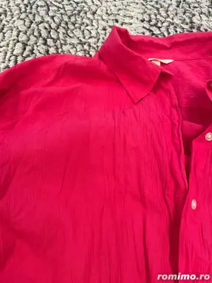 Camasa noua H&M,XLbumbac creponat fucsia,oversize,lunga