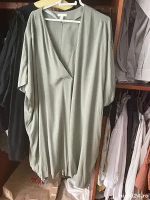 Rochie kaki tip tunica,lyocel,mar XL,H&M