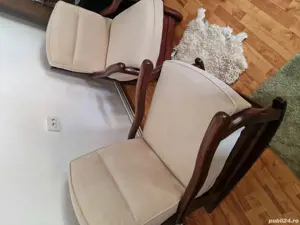 vand set Roma, canapea 3 locuri extensibila, fotoliu si balansoar, toate din lemn masiv - imagine 2