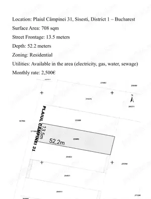 Teren Intravilan De Închiriat - București Sector 1 - Sisești   Băneasa - 708mp - imagine 3