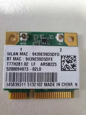 Placa WiFi + Bluetooth 4.0 Atheros AR5B225, 150Mbps 2.4Ghz, Mini PCI-E