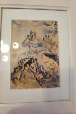 tablou acuarela WW1 militar pe front Martin Knoll