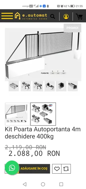 Kit poarta aeropurtanta 4m și 400kg nouă 