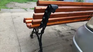 Bancă (numai) din lemn sau cu picioare din fontă pentru grădină terase - imagine 3