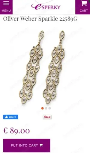 ! Cercei OLIVER WEBER cristale Swarovski placati Aur Noi - imagine 5