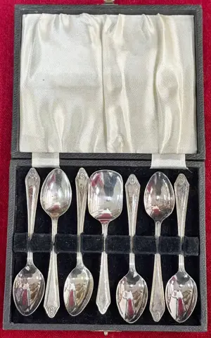 set vechi de 7 lingurite placate cu argint, Anglia