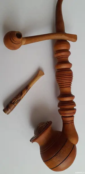 Pipe Antice Din Ceramica Si Lemn - imagine 2