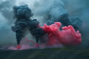 Fumigene colorate, fum dens, 60 de secunde, inel metalic