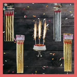 Artificii de tort ambalaj auriu, argintiu, auriu cu stelute rosii