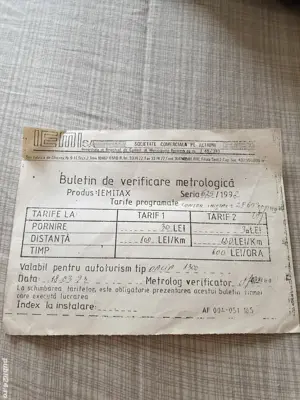 Buletin de verificare metrologica Taxi vintage unicat