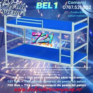 OFERTĂ PROMO Pat Metalic Etajat - Model BEL 1 ! 721 lei