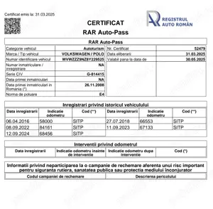 Volkswagen Polo 9n3 - 100k km reali (raport RAR)  - imagine 7
