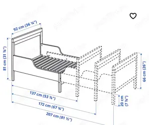 Pat IKEA reglabil 80x170-200 - imagine 2