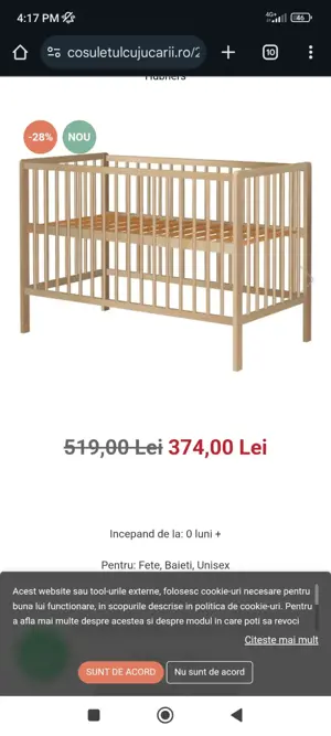 Pat bebe lemn natur 2 trepte cu sau fără saltea - imagine 5