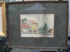 Peisaj Urban Semnat Datat Posibil Pictor Maghiar Rantzy? Acuarela Rama