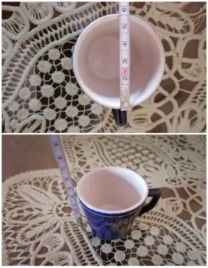 Serviciu ceai soju sake porțelan, cobalt, aur, 8 piese, made in Coreea - imagine 4