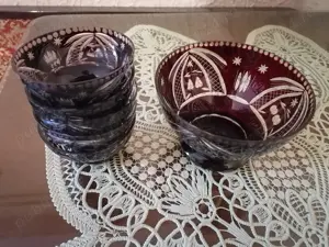 Obiecte din cristal rubin și alb made in RSR vintage