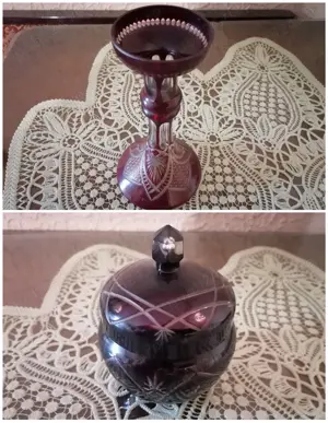 Obiecte din cristal rubin și alb made in RSR vintage - imagine 3