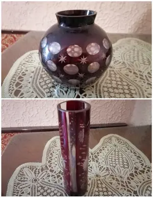 Obiecte din cristal rubin și alb made in RSR vintage - imagine 4