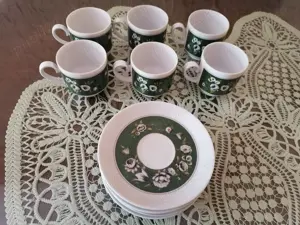 3 seturi de 6 cești și farfuriuțe porțelan cafea vintage
