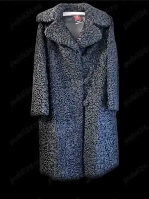 MOLDA Haina Dama  Palton Gros Lung din Blana Naturala Astrahan NEGRU