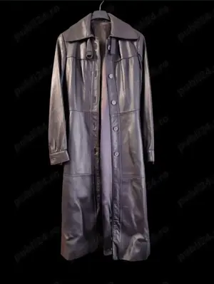 CAPRIOARA LUX Haina Dama  Pardesiu Lung Piele Naturala Maro Inchis 37