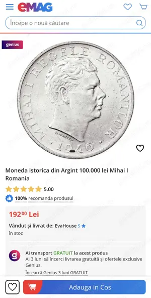 Monedă istorică argint 1946 - imagine 2