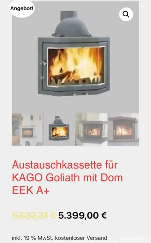 Vand focar semineu Kago Goliath germania soba lemn  - imagine 5