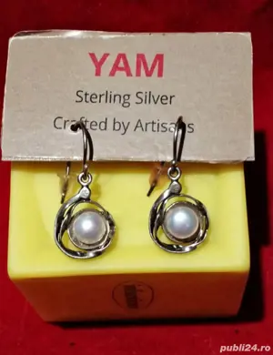 Cercei din argint cu perle YAM Israel 
