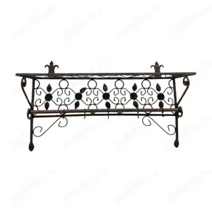 Cuier Vintage din Fier Forjat; Cuier de perete cu ornamente