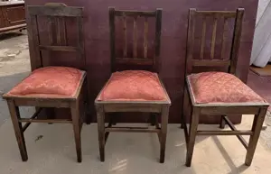 3 buc Scaun Vintage cu cadru din lemn masiv si Sezut tapitat