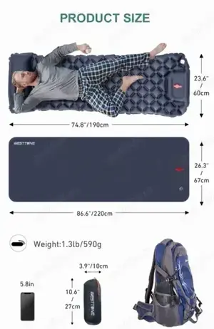 Saltea drumetie, munte, gonflabila, 590g - imagine 2