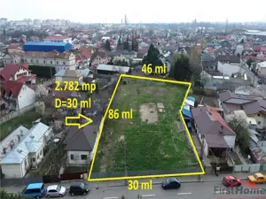 Teren Focsani-CENTRU, 2.782 mp, D=30 ml, comision 0%