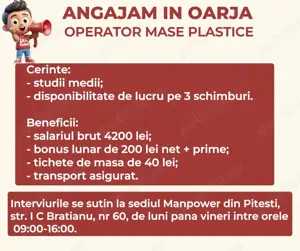 Angajam operatori mase plastice in Oarja