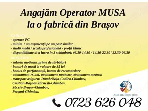 Angajăm Operatori MUSA